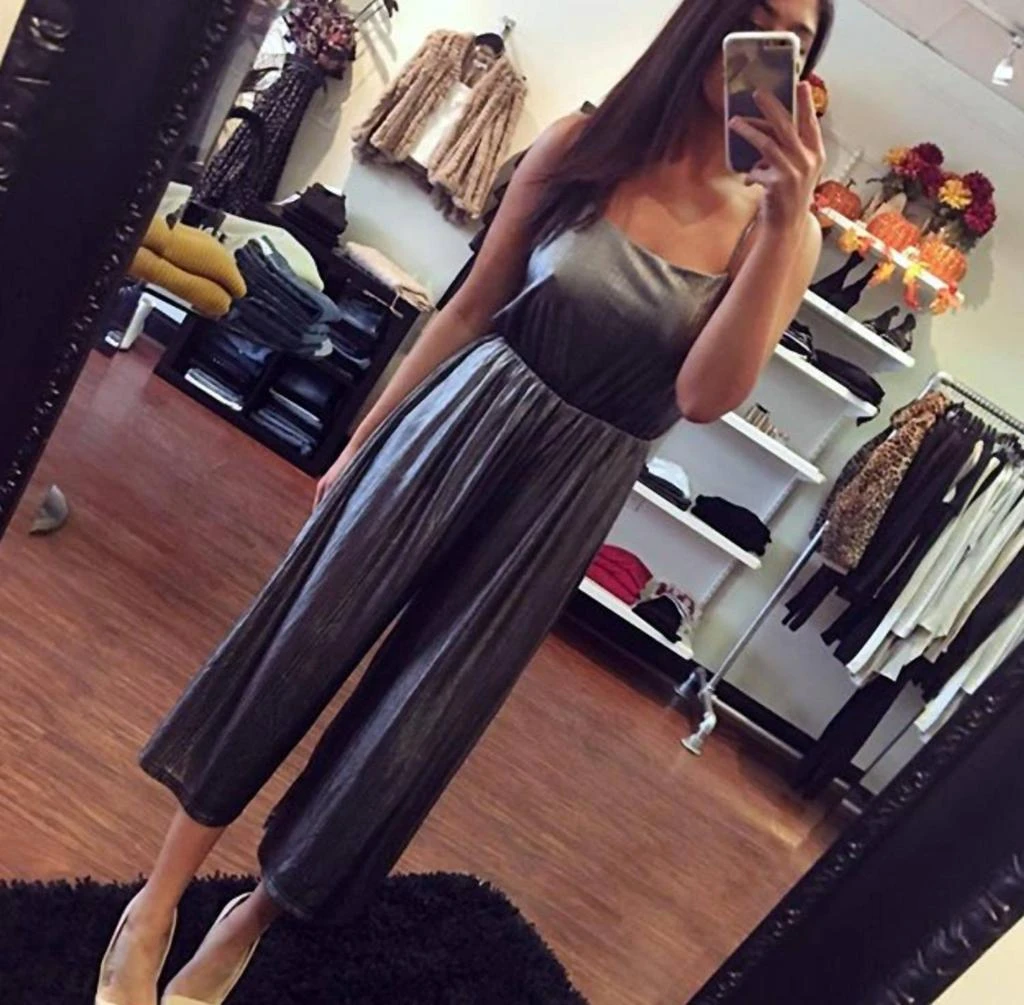 BB Dakota Shine On Metallic Jumpsuit In Silver Metallic 2