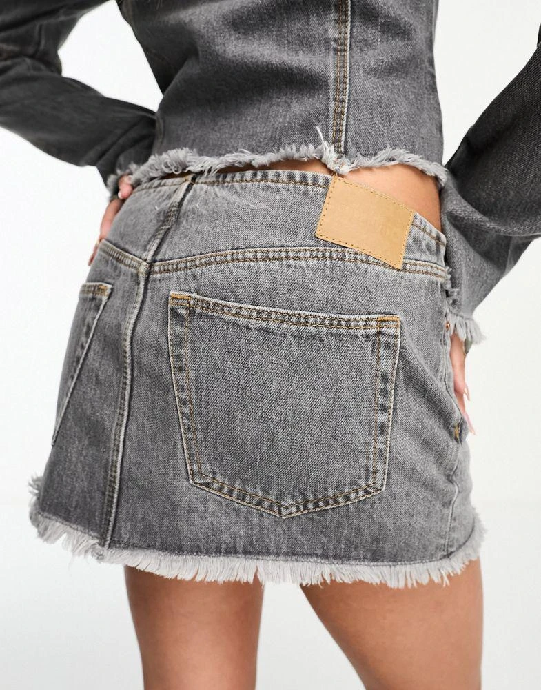 Weekday Weekday Ontario co-ord low waist denim zip mini skirt in eleven grey wash 4
