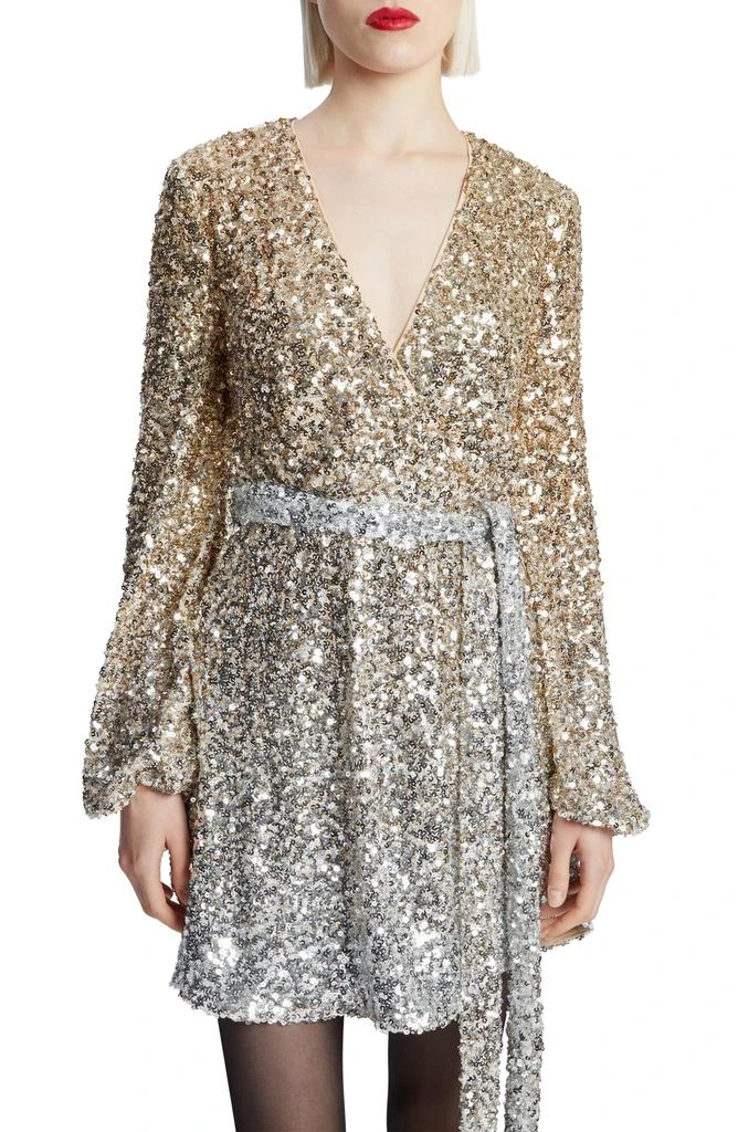 Bardot Bellissa Long Sleeve Sequin Faux Wrap Dress 4