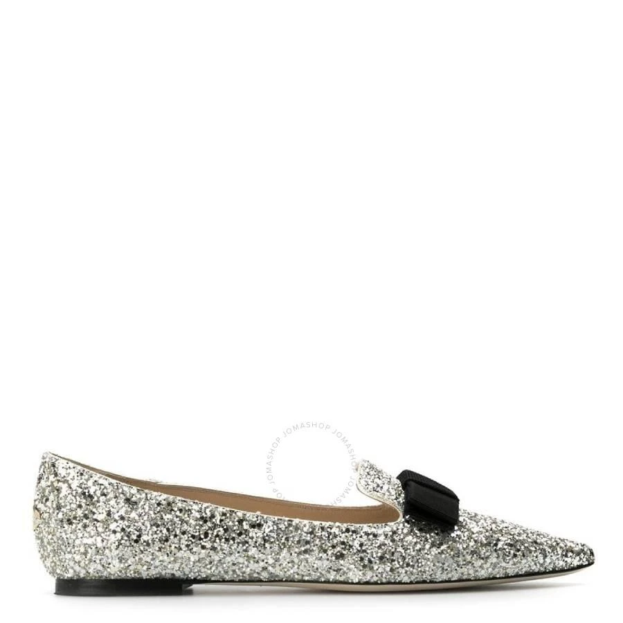 Jimmy Choo Champagne Gala Coarse Glitter Bow Flats 1