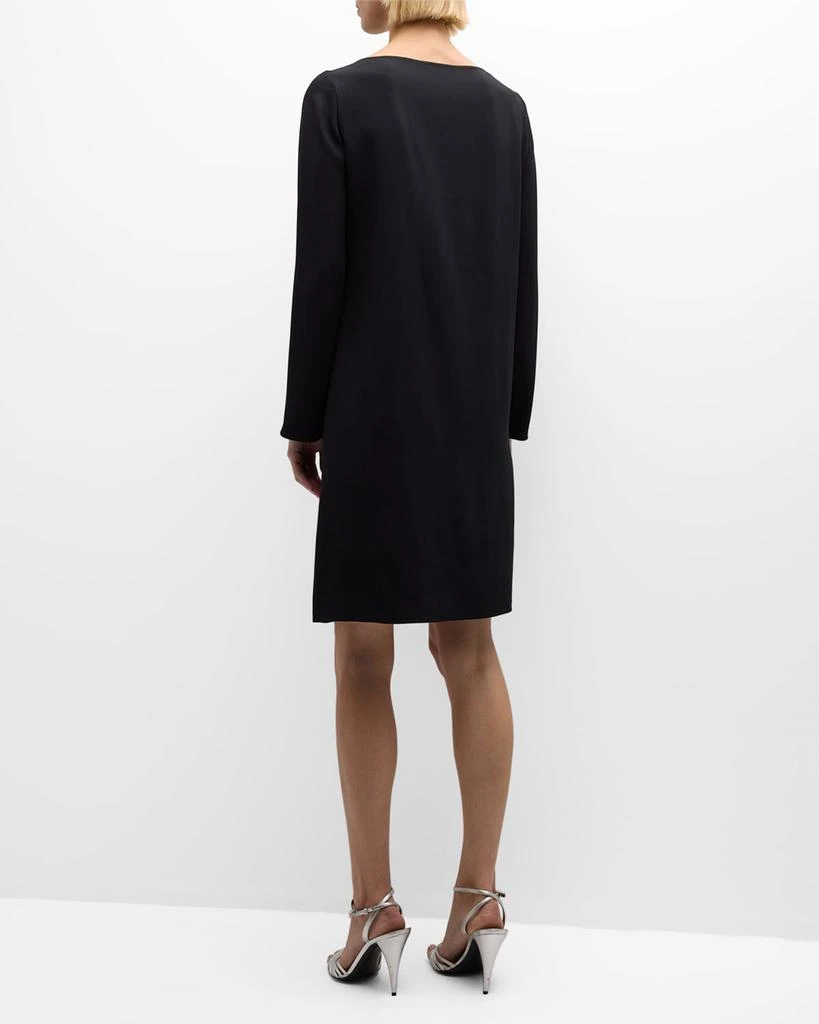 Emporio Armani Gathered Bateau-Neck Satin Midi Shift Dress 4