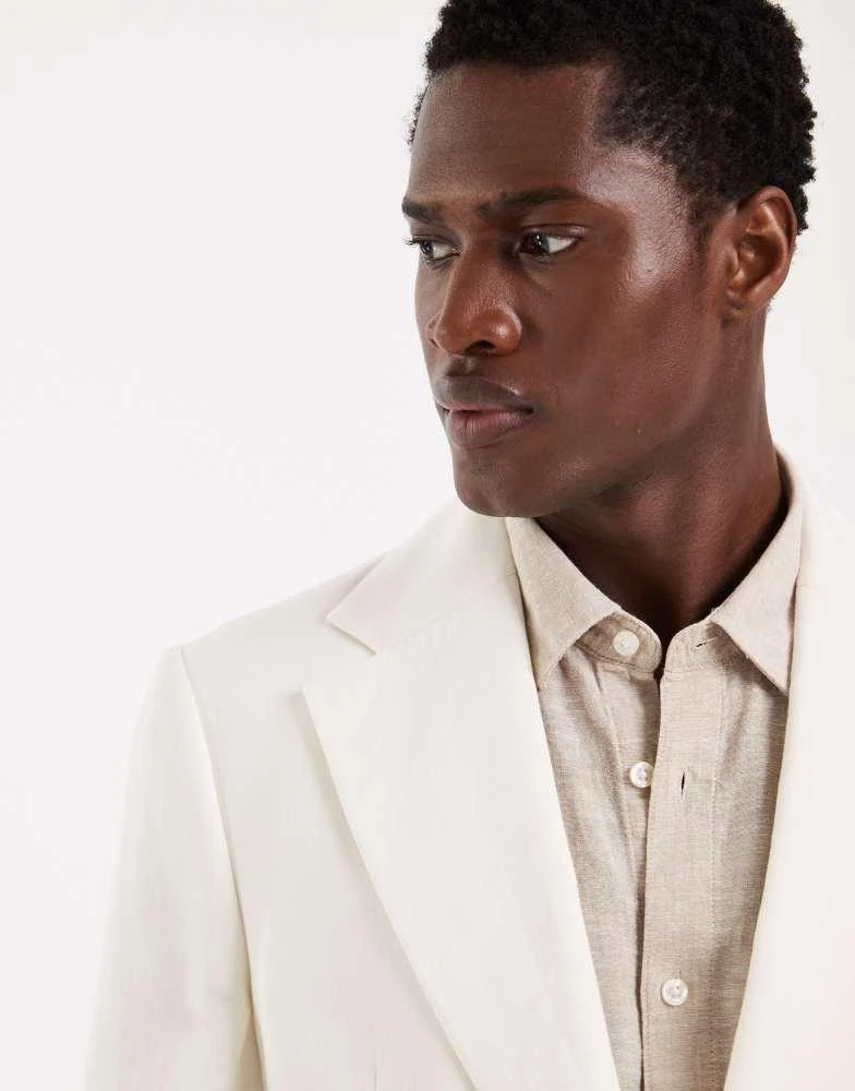 ASOS ASOS DESIGN mix 
match linen rich slim suit jacket in cream 3