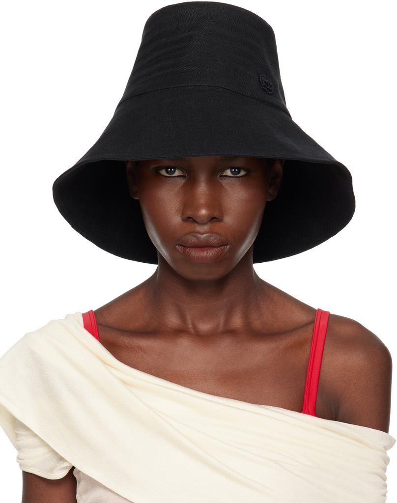 RUSLAN BAGINSKIY Black Embellished Bow Tie Bucket Hat