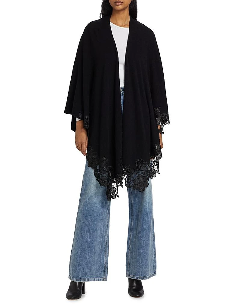 Sofia Cashmere Lace-Trim Cashmere Knit Cape 3