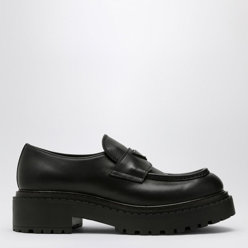 Prada Double Chocolate black leather loafers