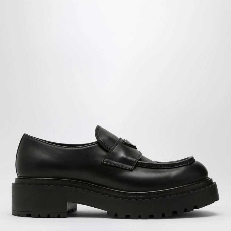 Prada Double Chocolate black leather loafers 1