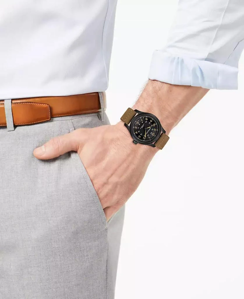 Hamilton Men
s Swiss Automatic Khaki Field Brown Leather Strap Watch 42mm 2