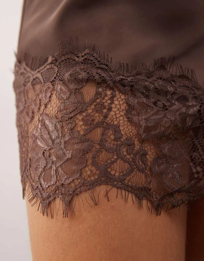 Lioness Lioness Angelic sheer lace bust detailing satin mini dress in dark  chocolate - Dresses & Skirts - Free Shipping - BeyondStyle