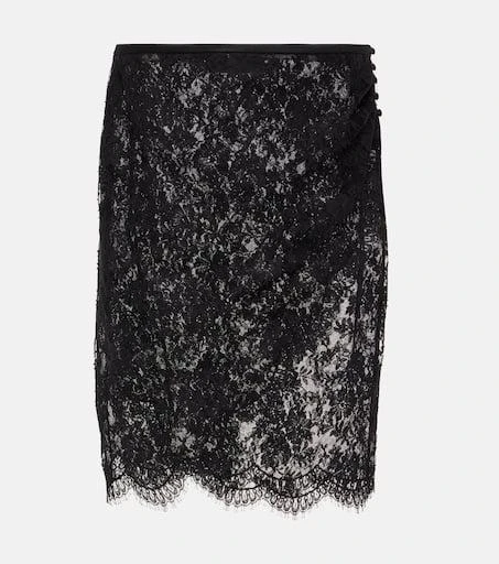 Yves Saint Laurent Sheer cotton-blend lace wrap skirt 1