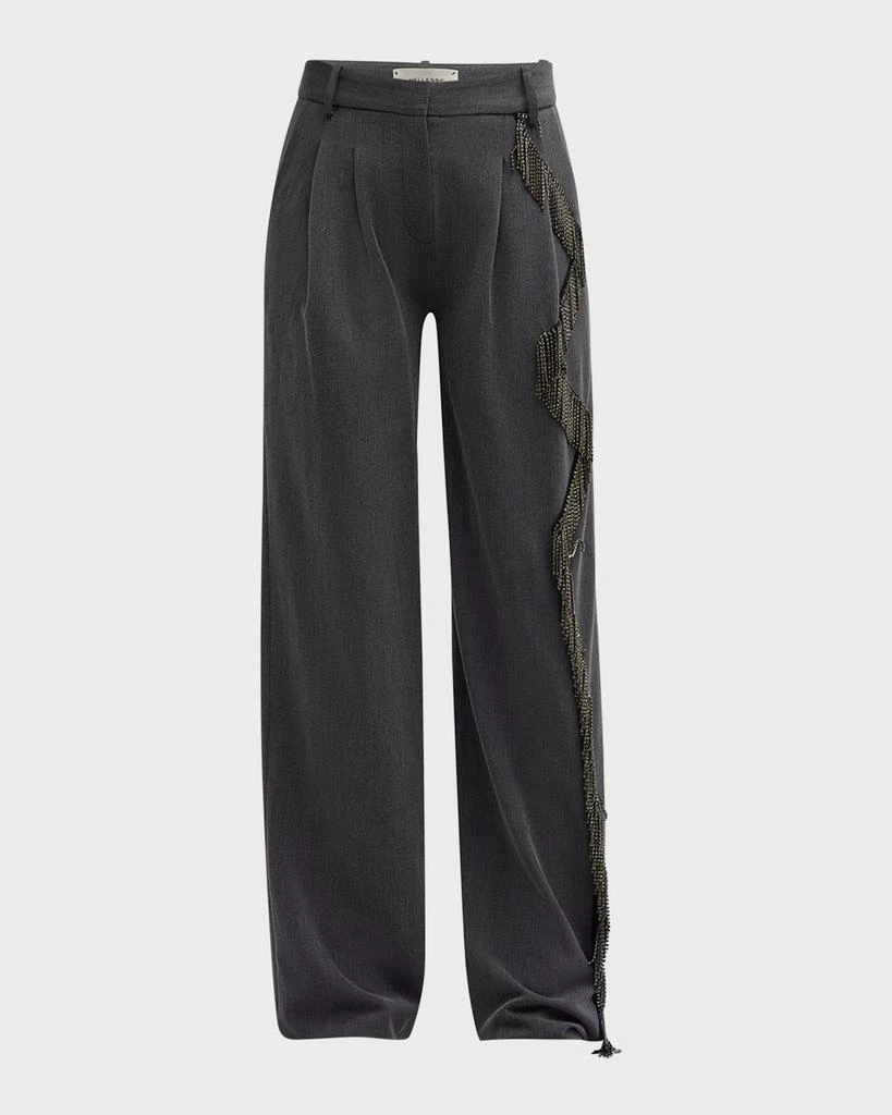 Hellessy Cliff Crystal Fringe Straight-Leg Pants 1