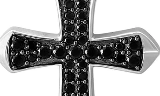 Effy Men's Black Spinel Cross Pendant Necklace 4