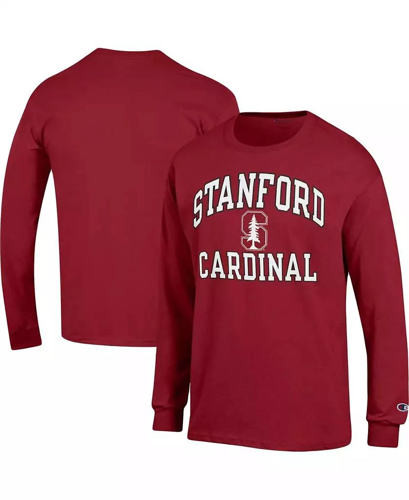 CHAMPION Men's Cardinal Stanford Cardinal High Motor Long Sleeve T-shirt 1