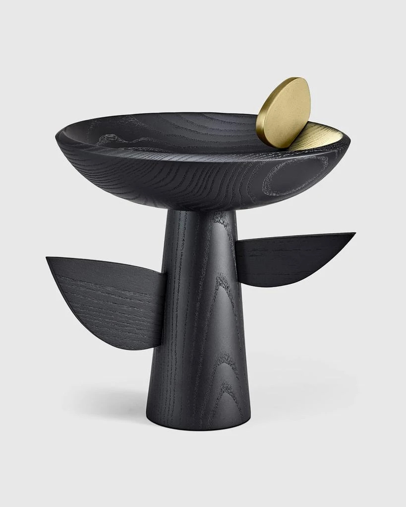 L'Objet Kelly Behun Leaf Black Oak Footed Bowl with Brass 1