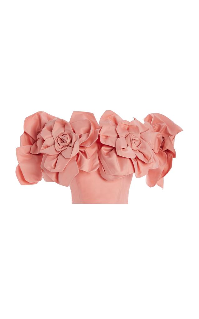 Aje Aje - Etta Off-The-Shoulder Floral-Appliquéd Taffeta Crop Top - Pink - AU 14 - Moda Operandi