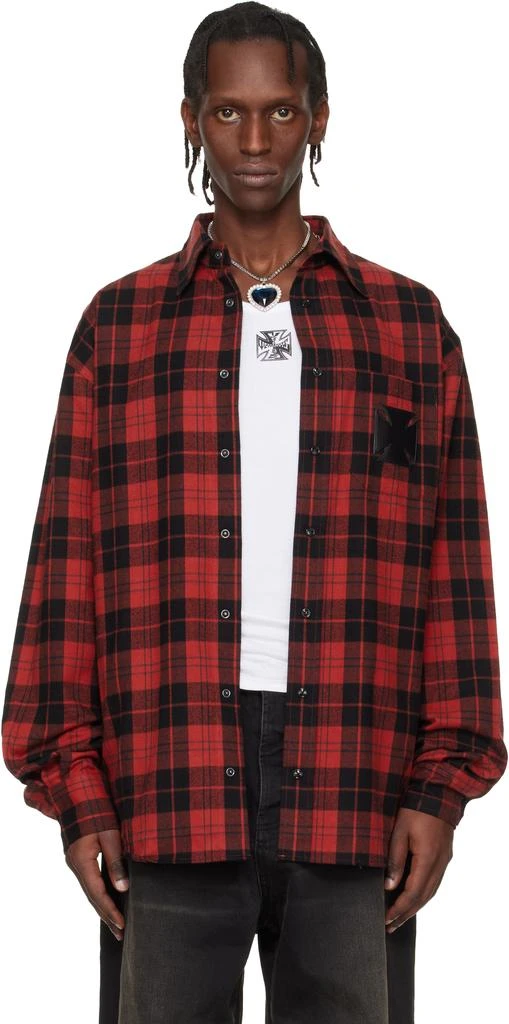 Vetements Red Leather Cross Flannel Shirt