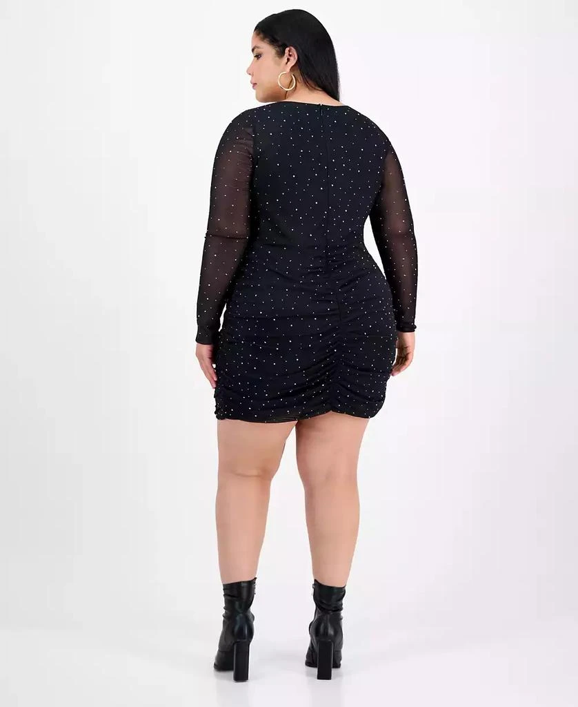 Bar III Trendy Plus Embellished Cowlneck Long-Sleeve Mini Dress, Macy's Exclusive - Black - Size 0X Bar III Trendy Plus Embellished Cowlneck Long-Sleeve Mini Dress, Macy's Exclusive - Black - Size 0X