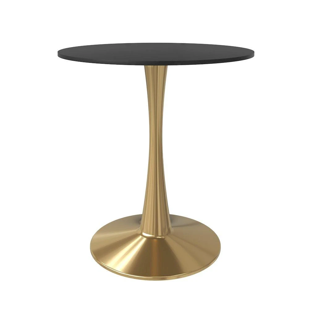 LeisureMod Bristol 27" round dining table Gold Base With Black Top 2