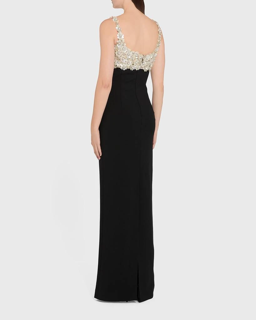Oscar de la Renta Pearly Embroidered Bustier Column Gown 3