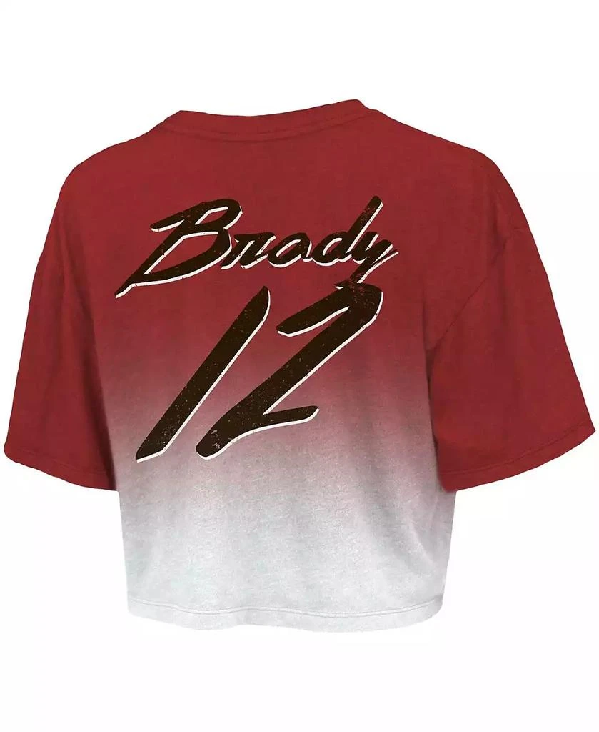 Majestic Women's Threads Tom Brady Red, White Tampa Bay Buccaneers Drip-Dye Player Name and Number Tri-Blend Crop T-shirt 3