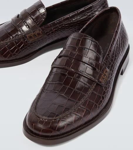 Manolo Blahnik Perry croc-effect leather penny loafers 3