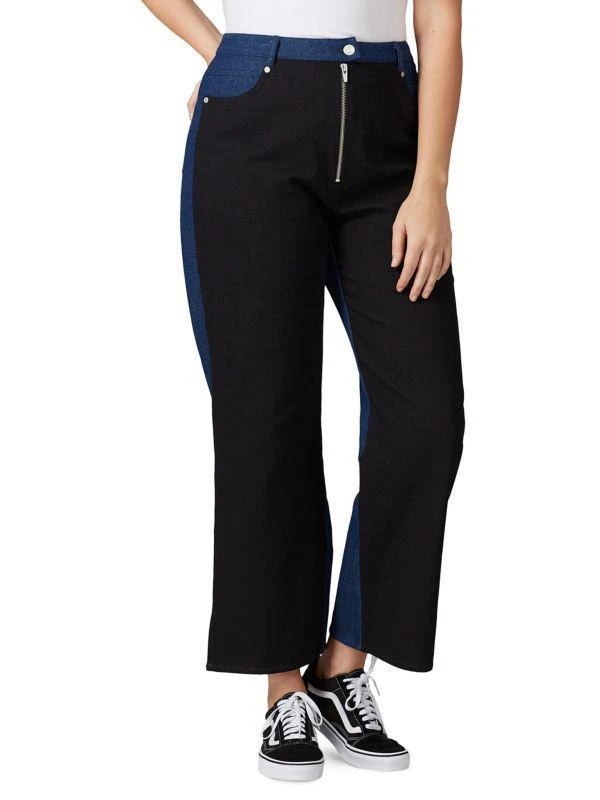 VEDA Two Tone Cropped Wide Leg Jeans 1