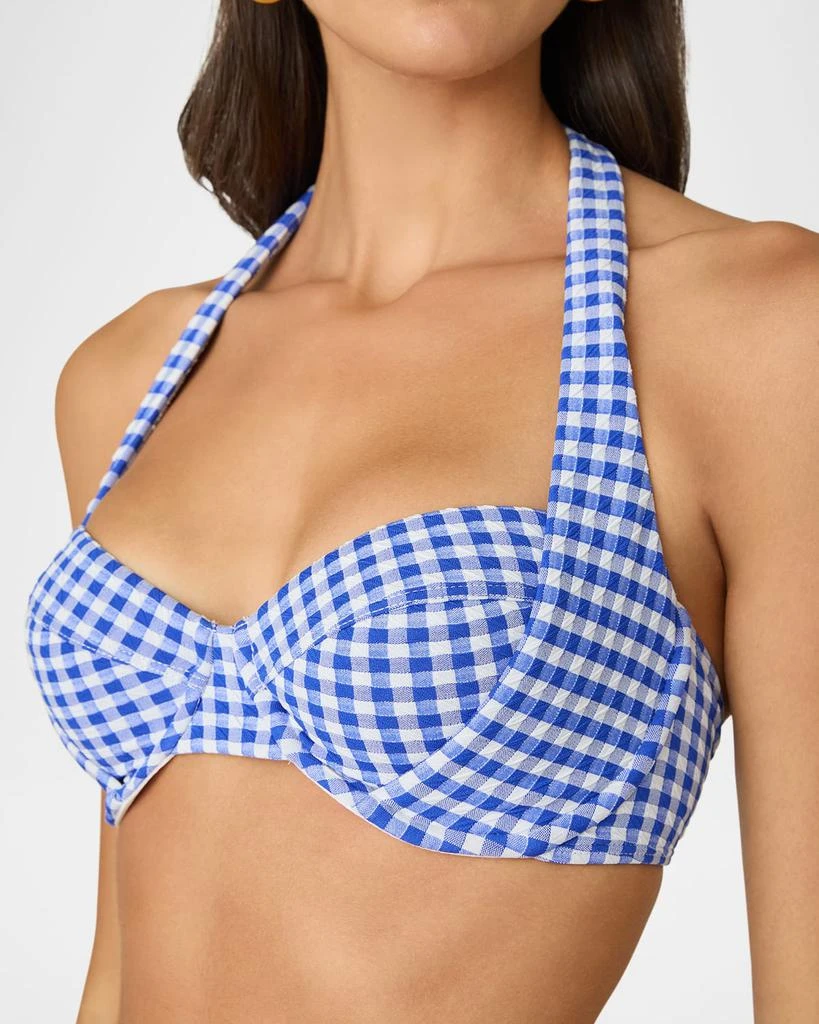 Shoshanna Gingham Draped Halter Bikini Top 4