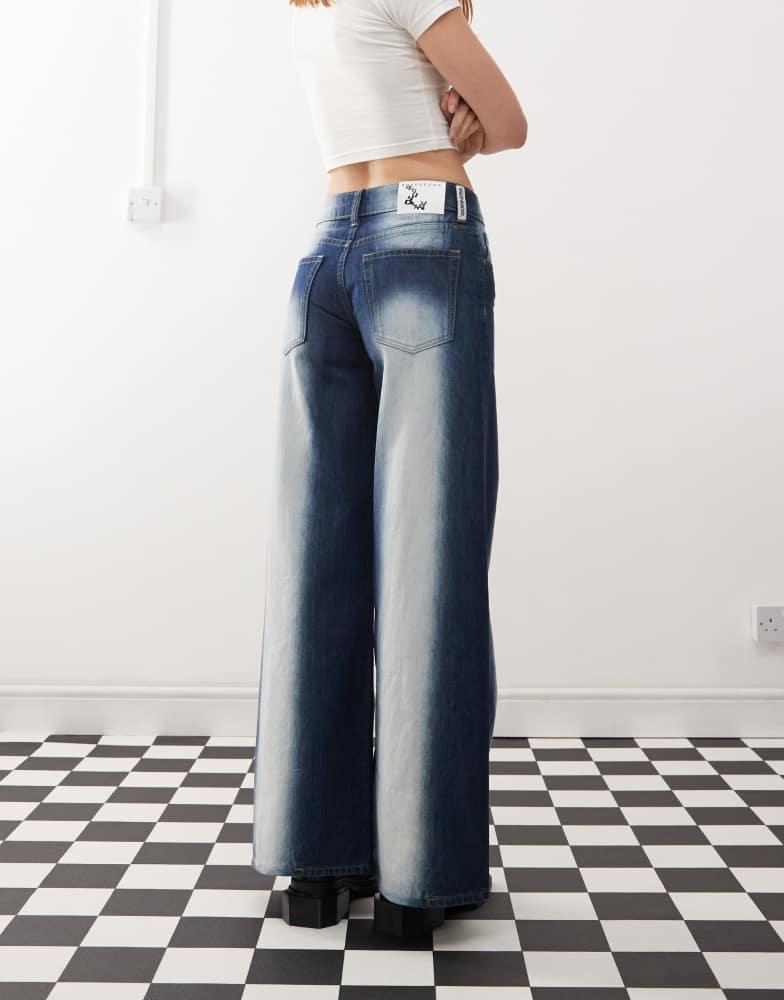 Cheap Monday Cheap Monday Poser mid rise wide leg skater jeans with extreme spray in rinse wash blue