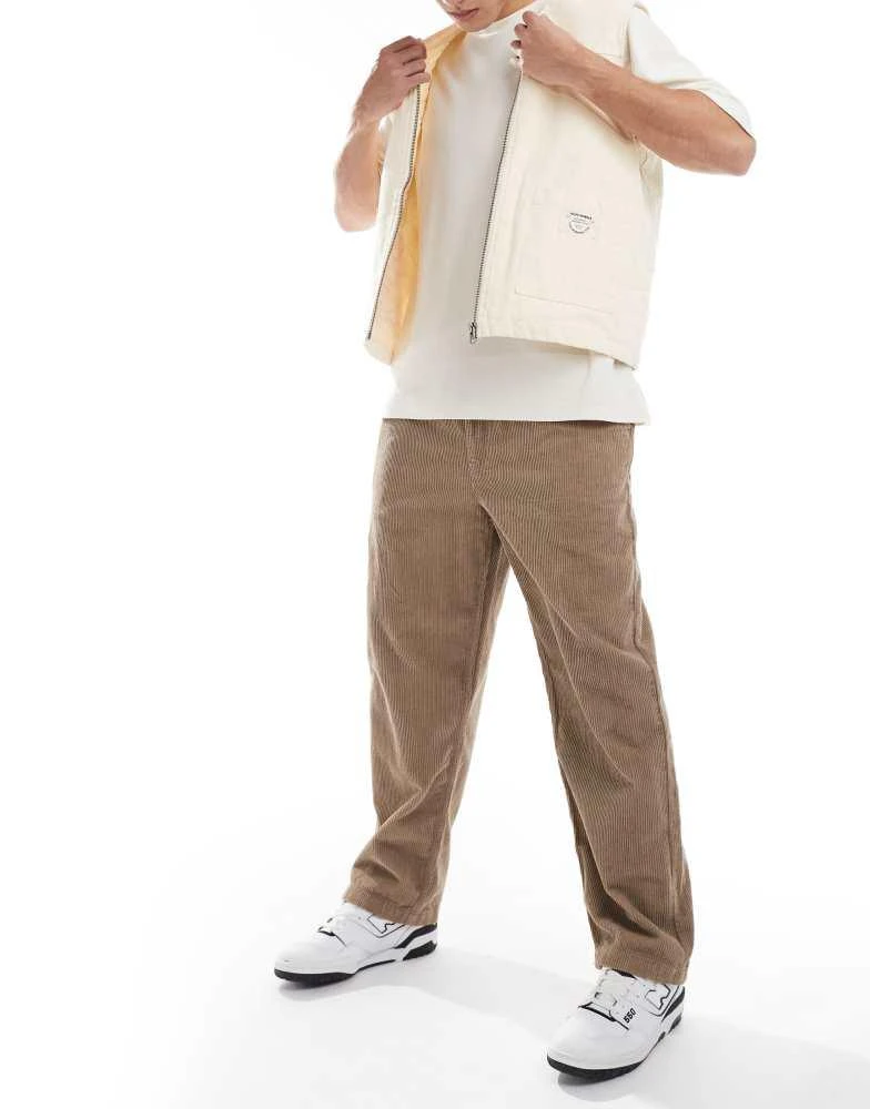 Pull&Bear Pull&Bear wide leg corduroy  trouser in beige 1