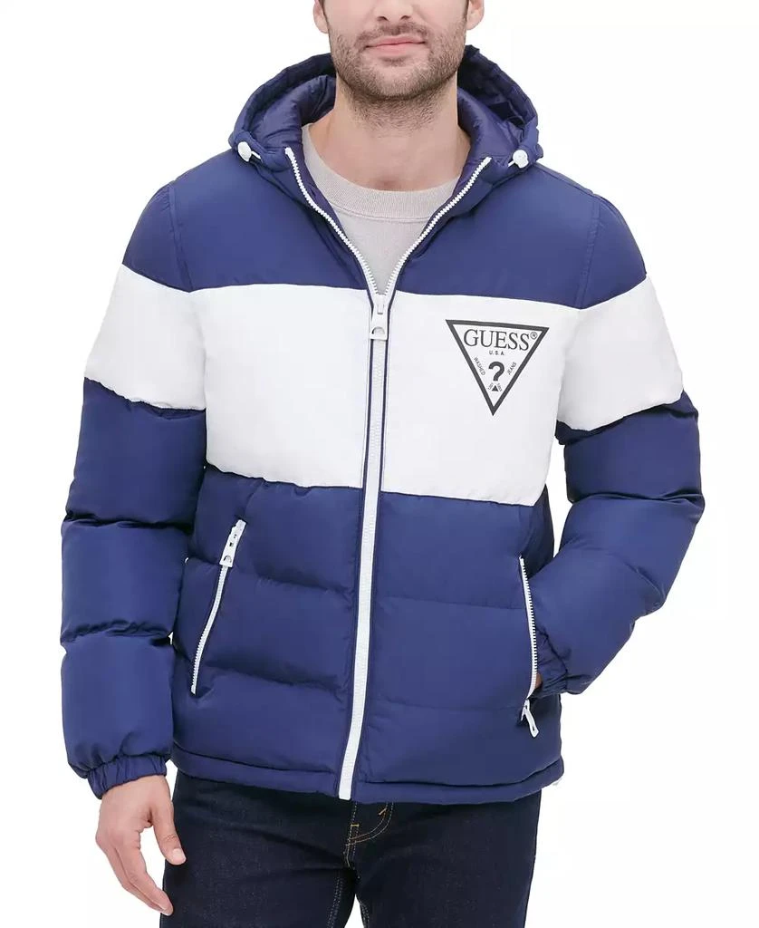 GUESS Men's Colorblock Hooded Puffer Jacket 1
