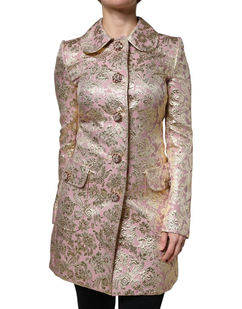 Dolce & Gabbana Metallic pink gold Jacquard Jewel Button Coat Women's Jacket 1