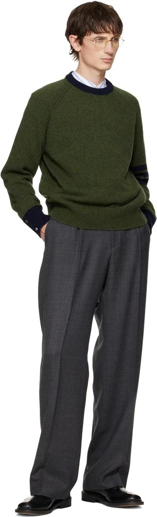 Thom Browne Green Jersey Stitch Raglan Sleeve Sweater 4