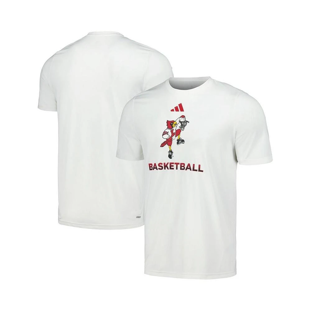 adidas Men's White Louisville Cardinals Fadeaway Basketball Pregame AEROREADY T-shirt 1