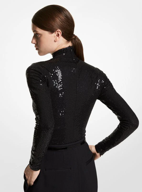 Michael Kors Hand-Embroidered Paillette Stretch Jersey Bodysuit 2