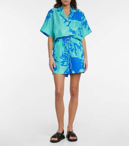 Lee Mathews Pixel high-rise silk shorts