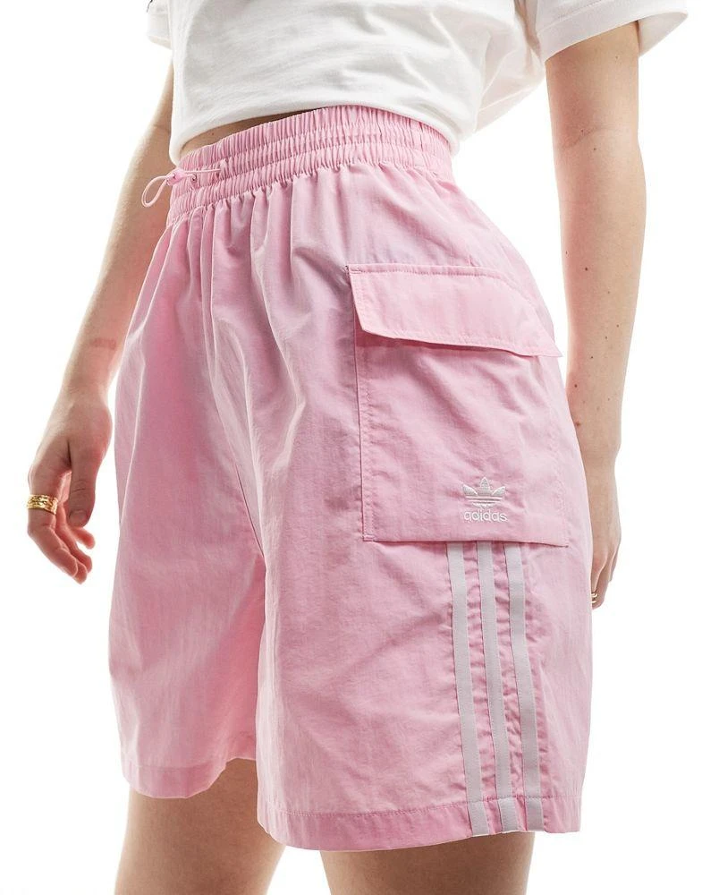 adidas Originals adidas Originals three stripe cargos shorts in pink 1