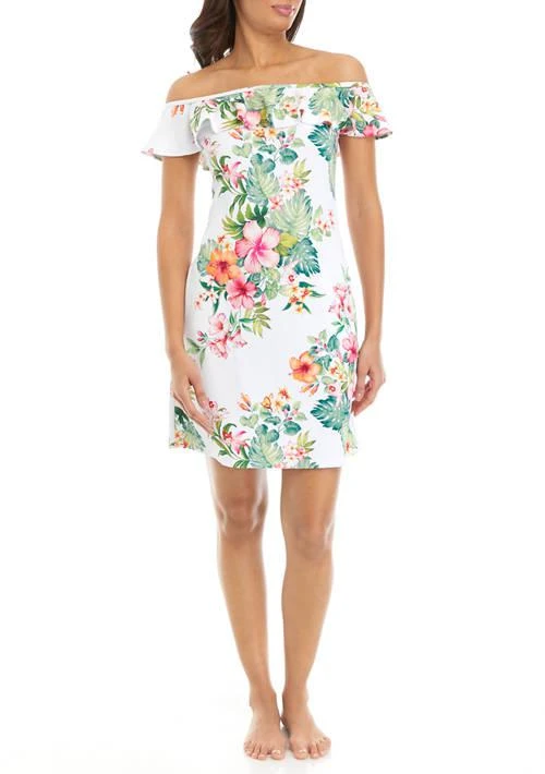 Tommy Bahama Bahama Island Cays Flora Ruffle Off The Shoulder Spa Dress 1