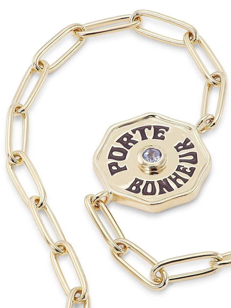 Marlo Laz Je Porte Bonheur 14K Yellow Gold, Tanzanite & Enamel Paper Clip Chain Bracelet 4
