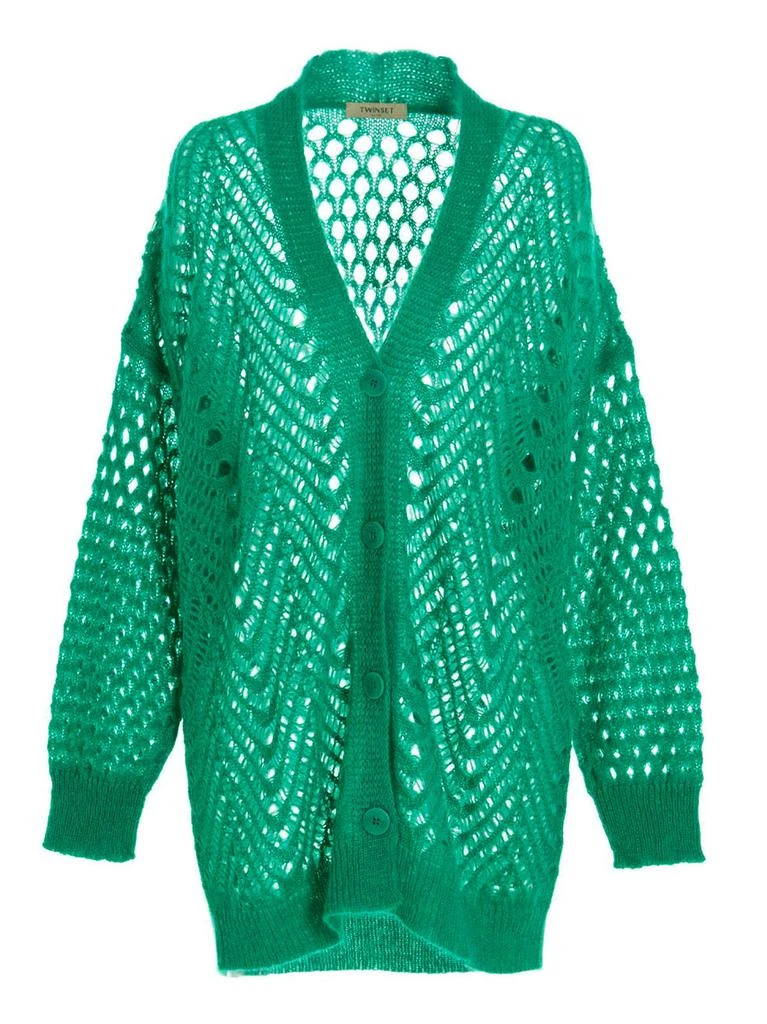 TWINSET TWINSET Open-Knit Long Sleeved Cardigan 1