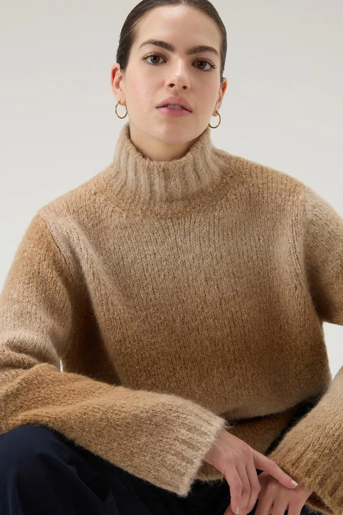 WOOLRICH Turtleneck Sweater in Alpaca Blend with Dégradé Effect - Women - Beige 4