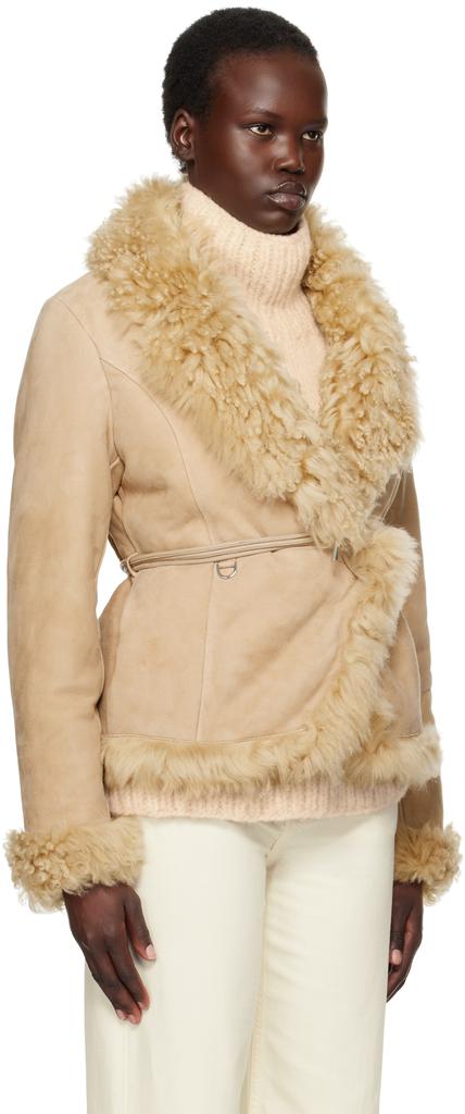 Saks Potts Beige Moss Shearling Jacket