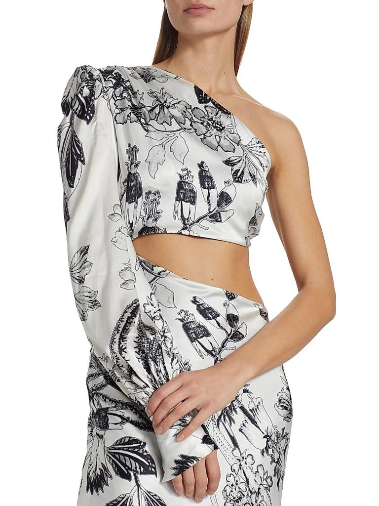 Adriana Iglesias Matiz Asymmetric Floral Stretch Silk Cut-Out Dress 6