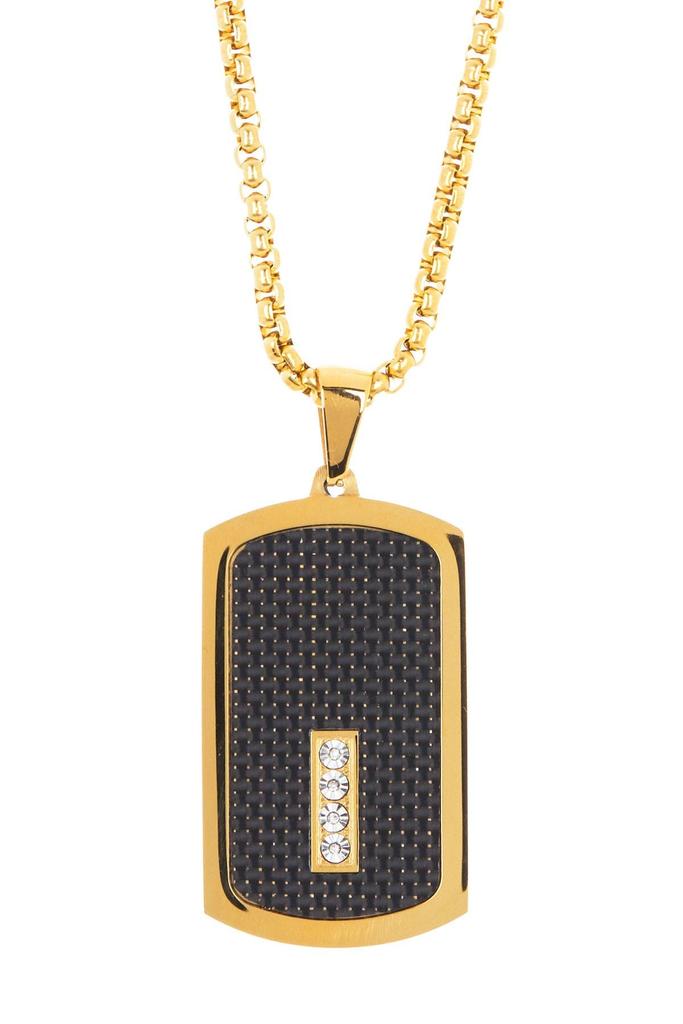 AMERICAN EXCHANGE Men's Diamond Two-Tone Dog Tag Pendant Necklace