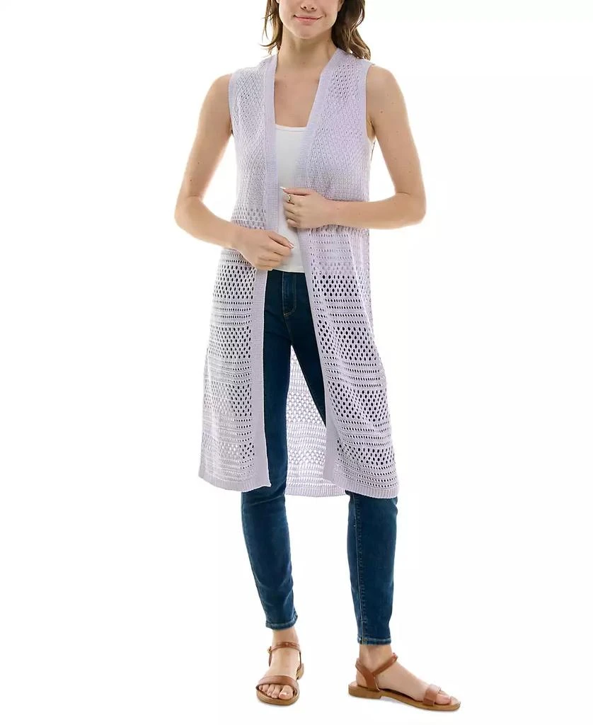 Ultra Flirt Juniors' Open-Knit Pointelle Duster Sweater Vest 4