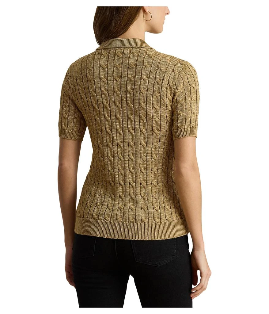 Ralph Lauren Metallic Cable-Knit Polo Sweater 2