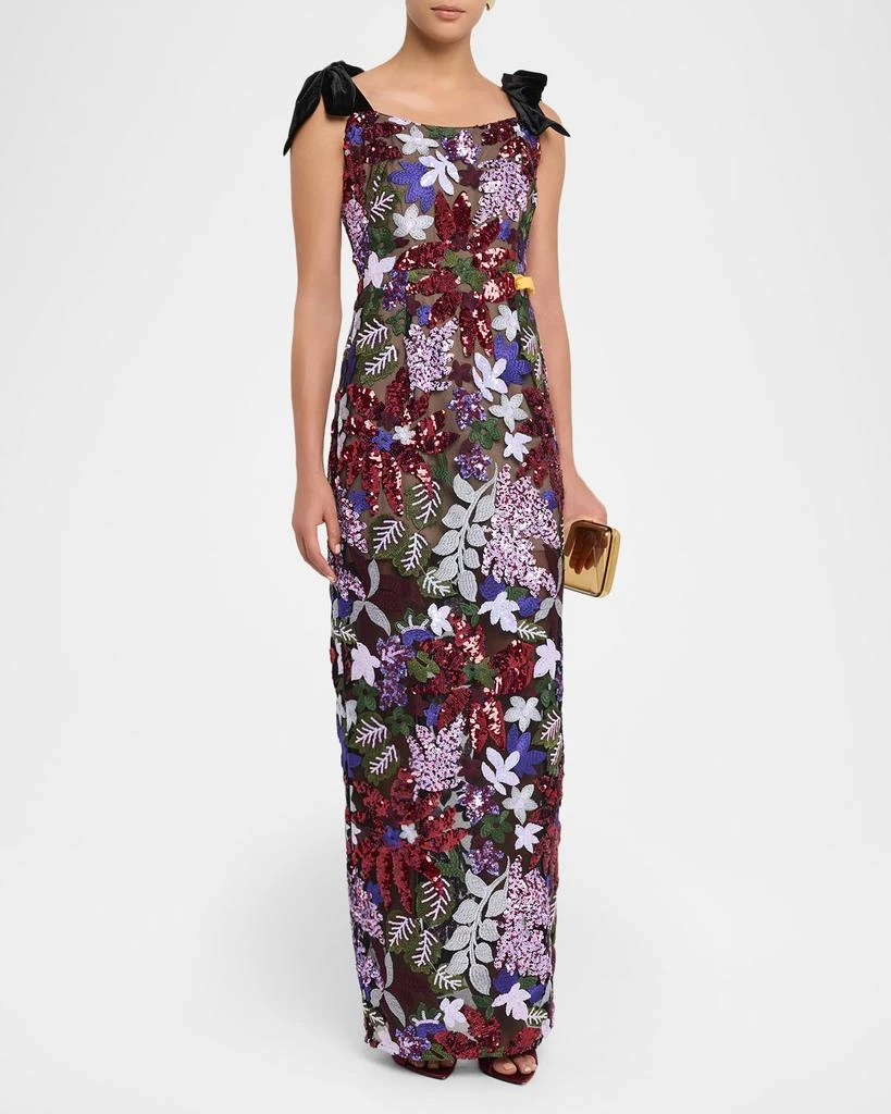 BRONX AND BANCO Dahlia Sequin Embroidered Tie-Shoulder Maxi Dress 4