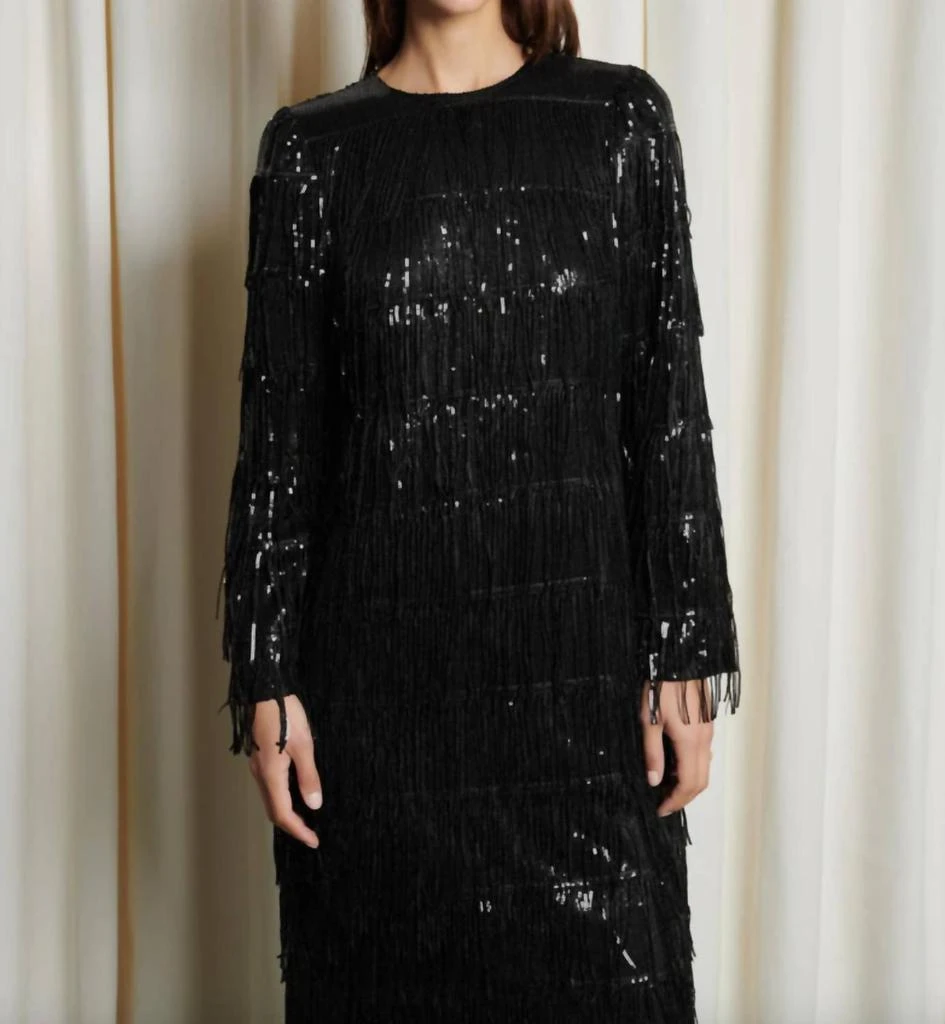 Ghospell Berkley Sequin Midi Dress In Onyx 4