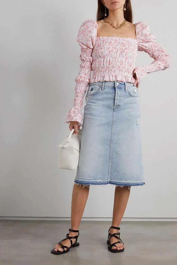 CAROLINE CONSTAS Delilah floral-print shirred cotton-blend top 2