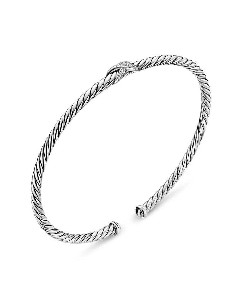 David Yurman Micro Cable Flex® Petite X Bracelet in Sterling Silver with Diamonds 2