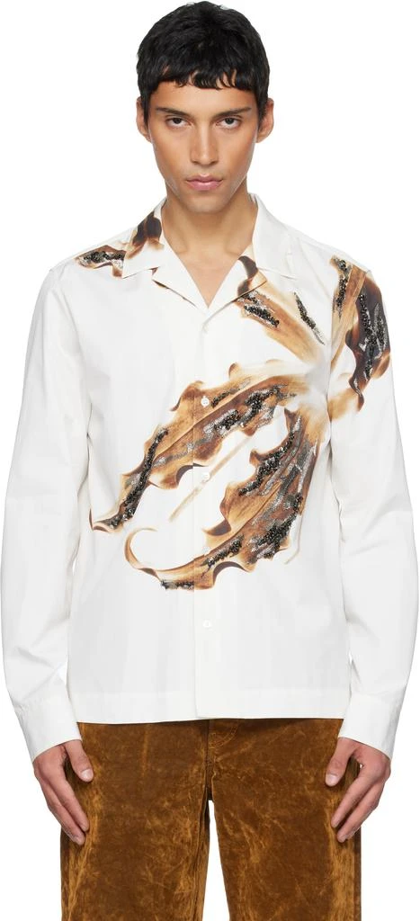 Dries Van Noten White Embroidered Cotton Shirt 1