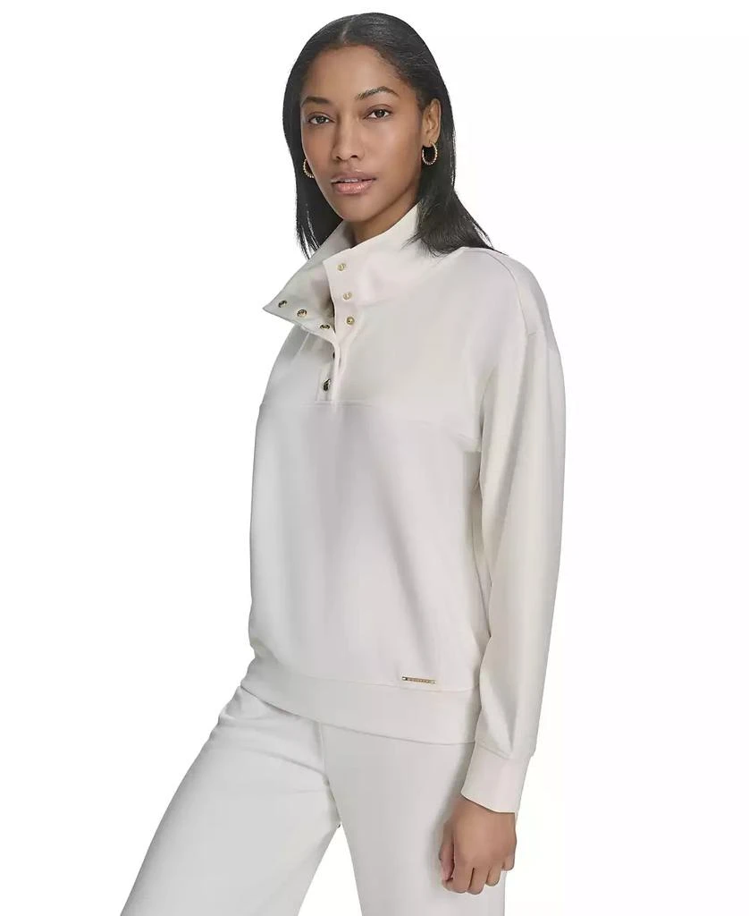 HALSTON Women's Snap-Collar Long-Sleeve Pullover 4